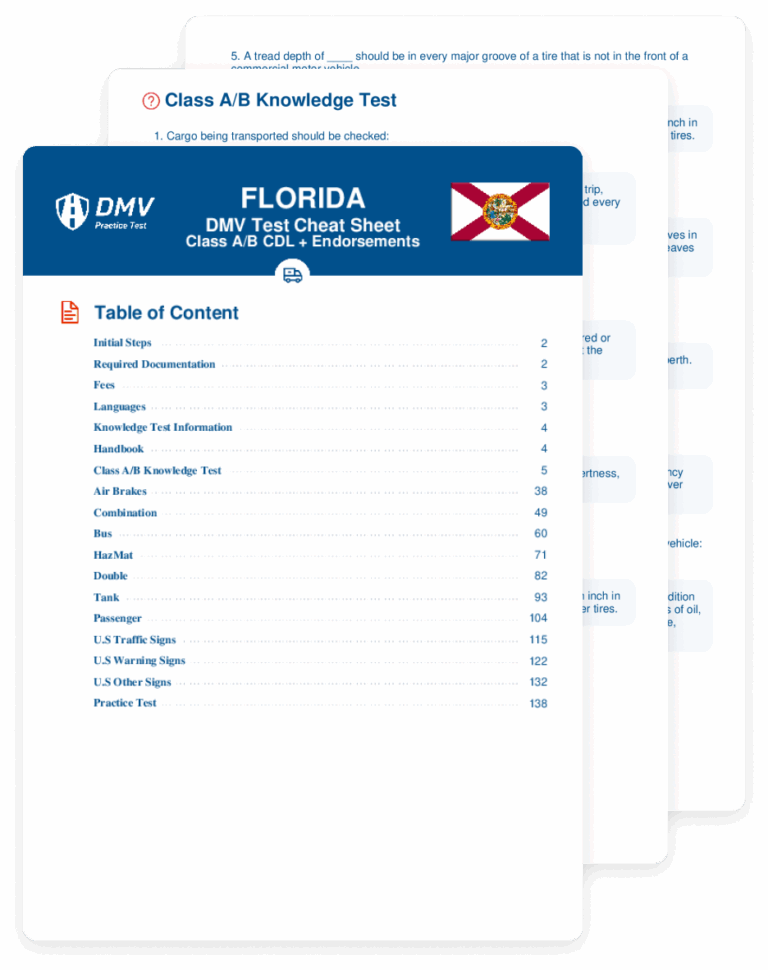 2025 Florida DMV CDL Test Cheat Sheet 99 Pass Rate 