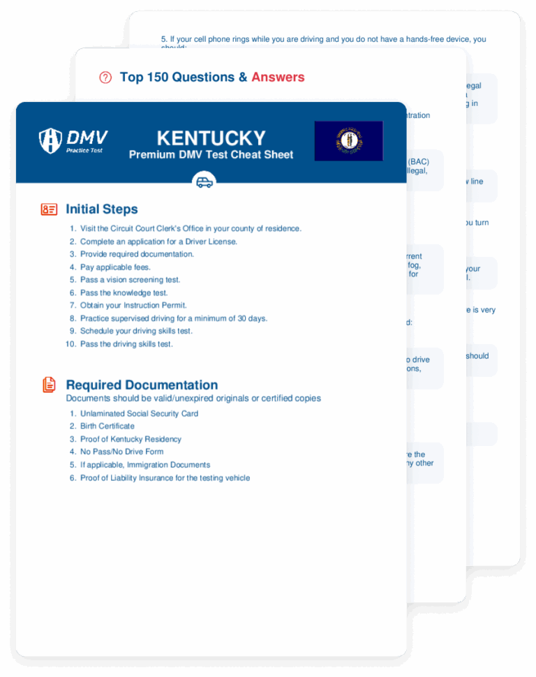 2025 Kentucky DMV Test Cheat Sheet 99 Pass Rate 