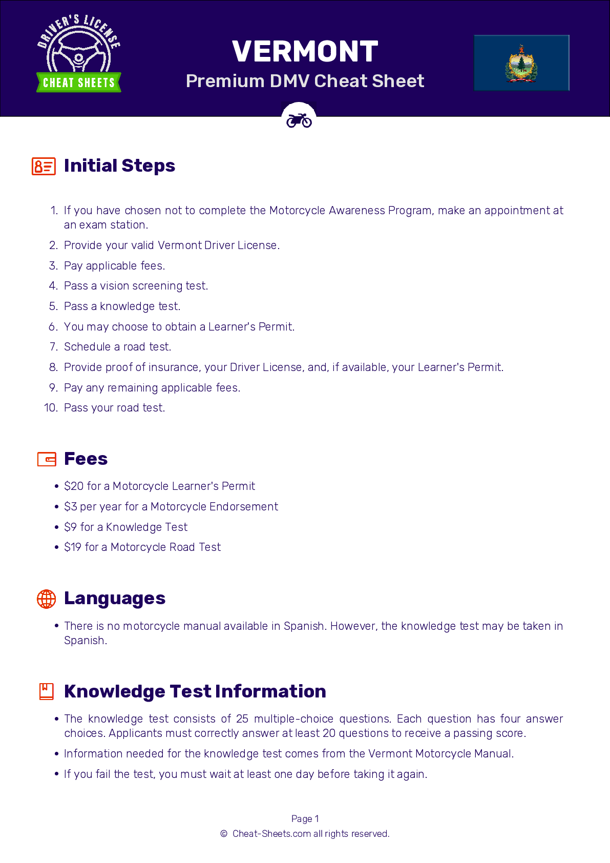 2025 Vermont DMV Motorcycle Permit Test Cheat Sheet 99 Pass Rate 2025 Vermont DMV Motorcycle Permit Test Cheat Sheet 99 Pass Rate
