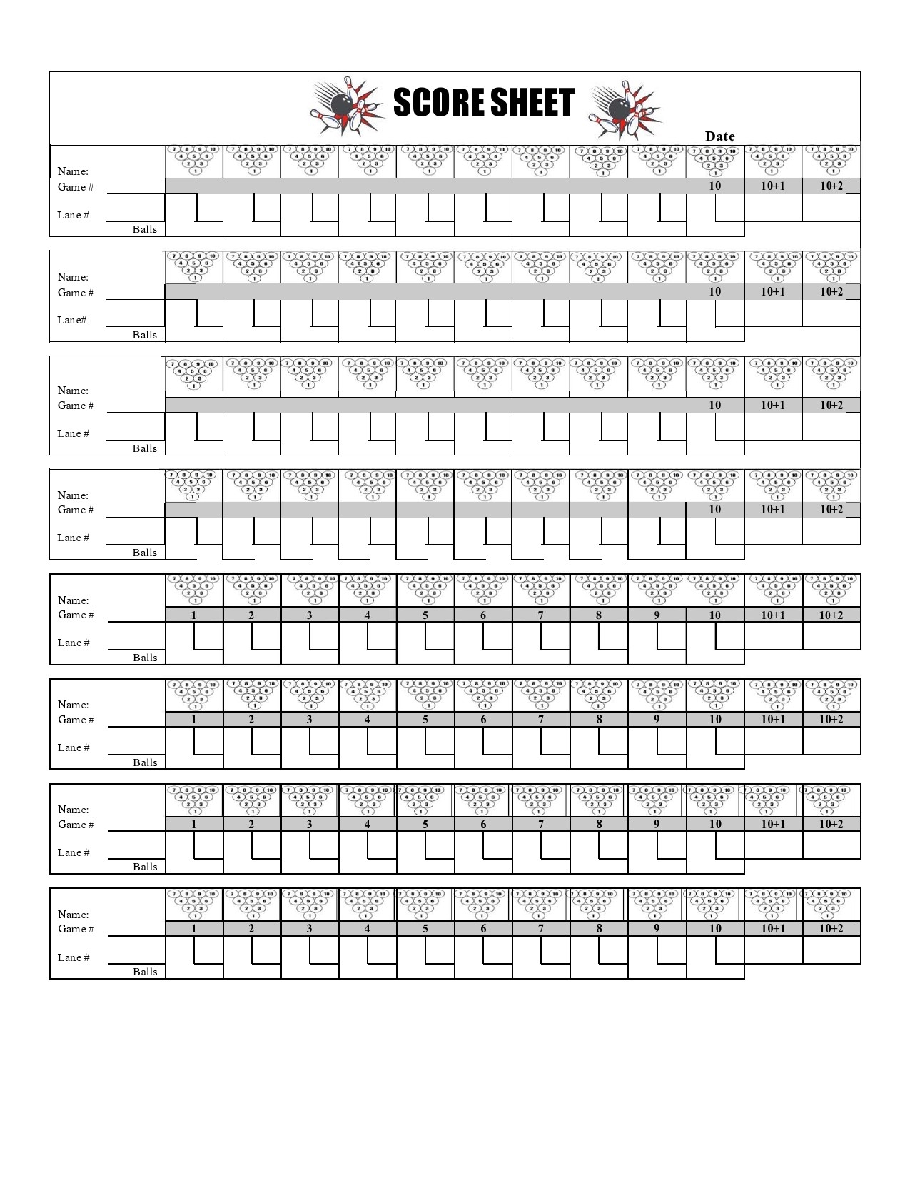 Raspberry Pi 4 Bowling Score Sheet