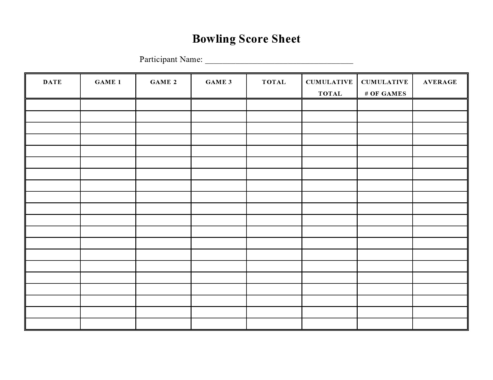 36 Printable Bowling Score Sheet Templates u0026 Examples 