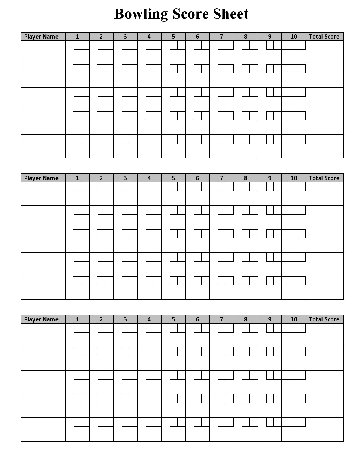 36 Printable Bowling Score Sheet Templates u0026 Examples 36 Printable Bowling Score Sheet Templates u0026 Examples