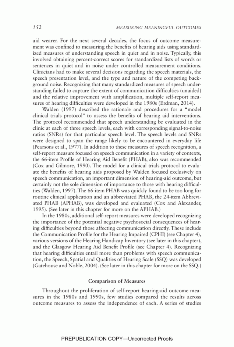 6 Measurement Of The Core Outcome Set Measuring Meaningful Outcomes For Adult Hearing Health Interventions The National Academies Press
