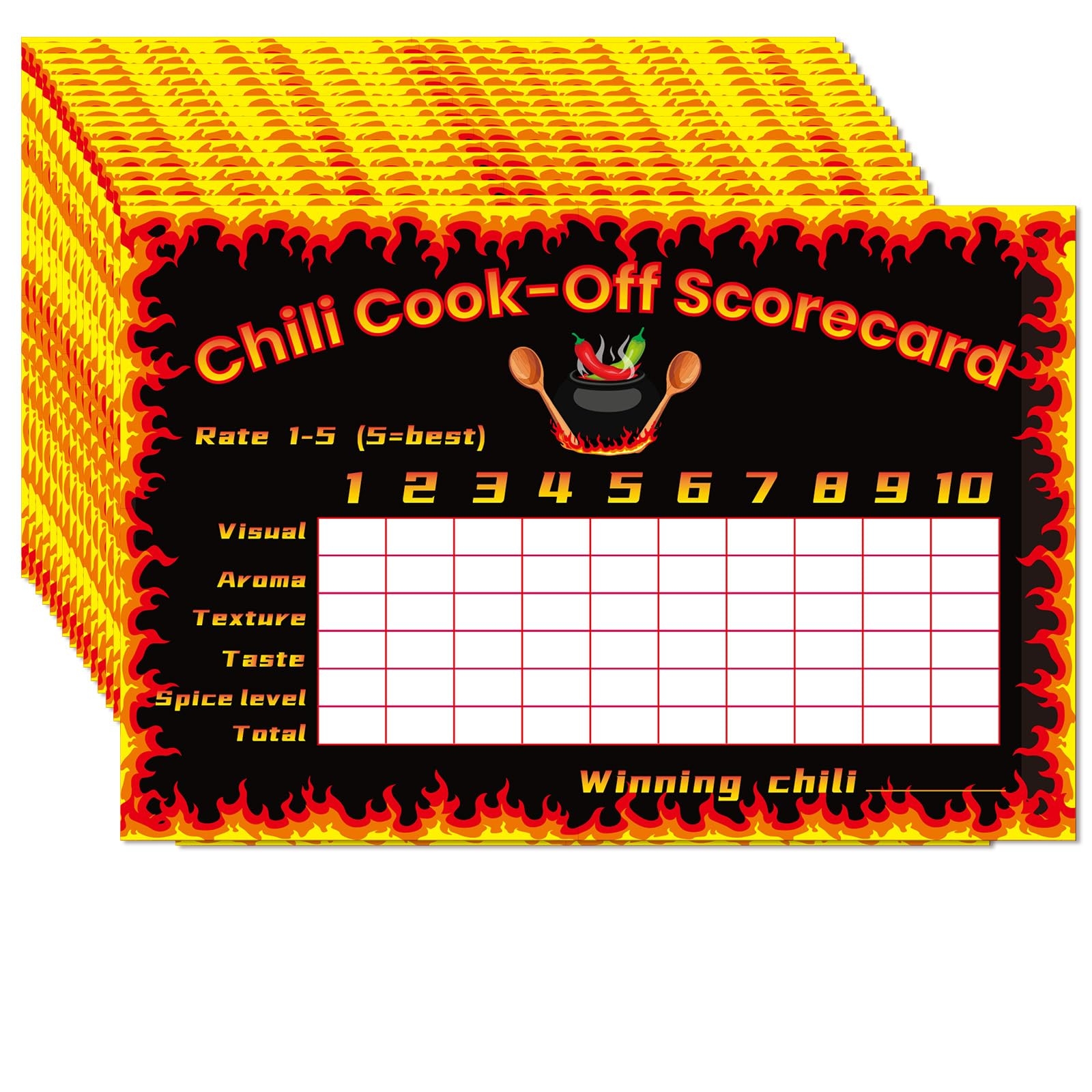 Amazon Tkifoda Chili Cook Off Scorecard Score Sheets Score Pads Voting Cards For Chili Cook Off Competition Chili Cook Off Scorecard Sports U0026 Outdoors