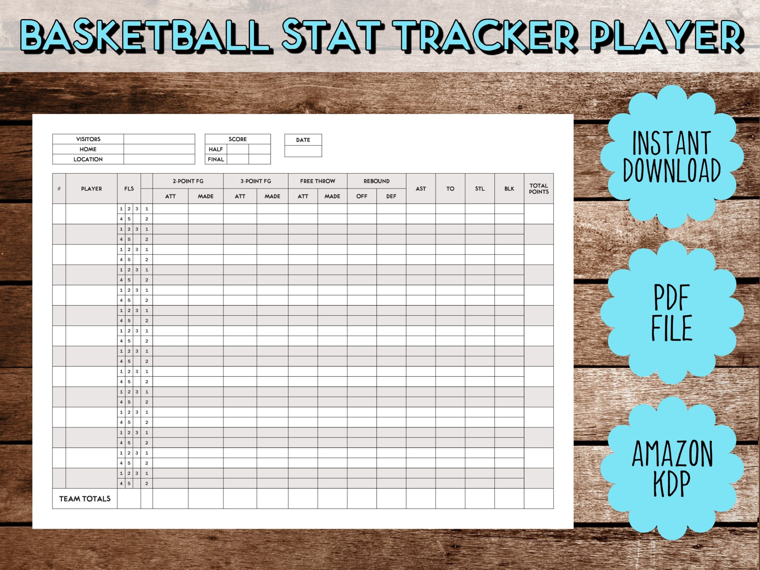 Basketball Score Sheet Basketball Stat Tracker Player Score Card Instant Download Printable Perfect For Coaches Amazon KDP