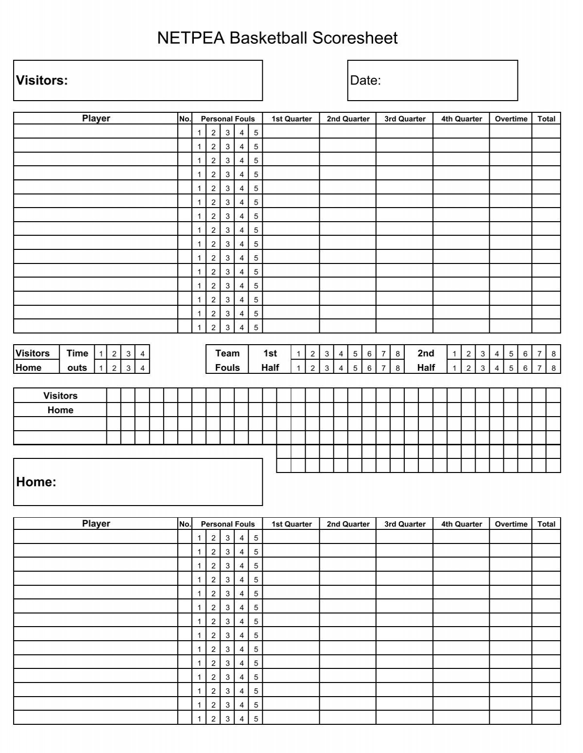 Nssaf Basketball Score Sheet Nssaf Basketball Score Sheet