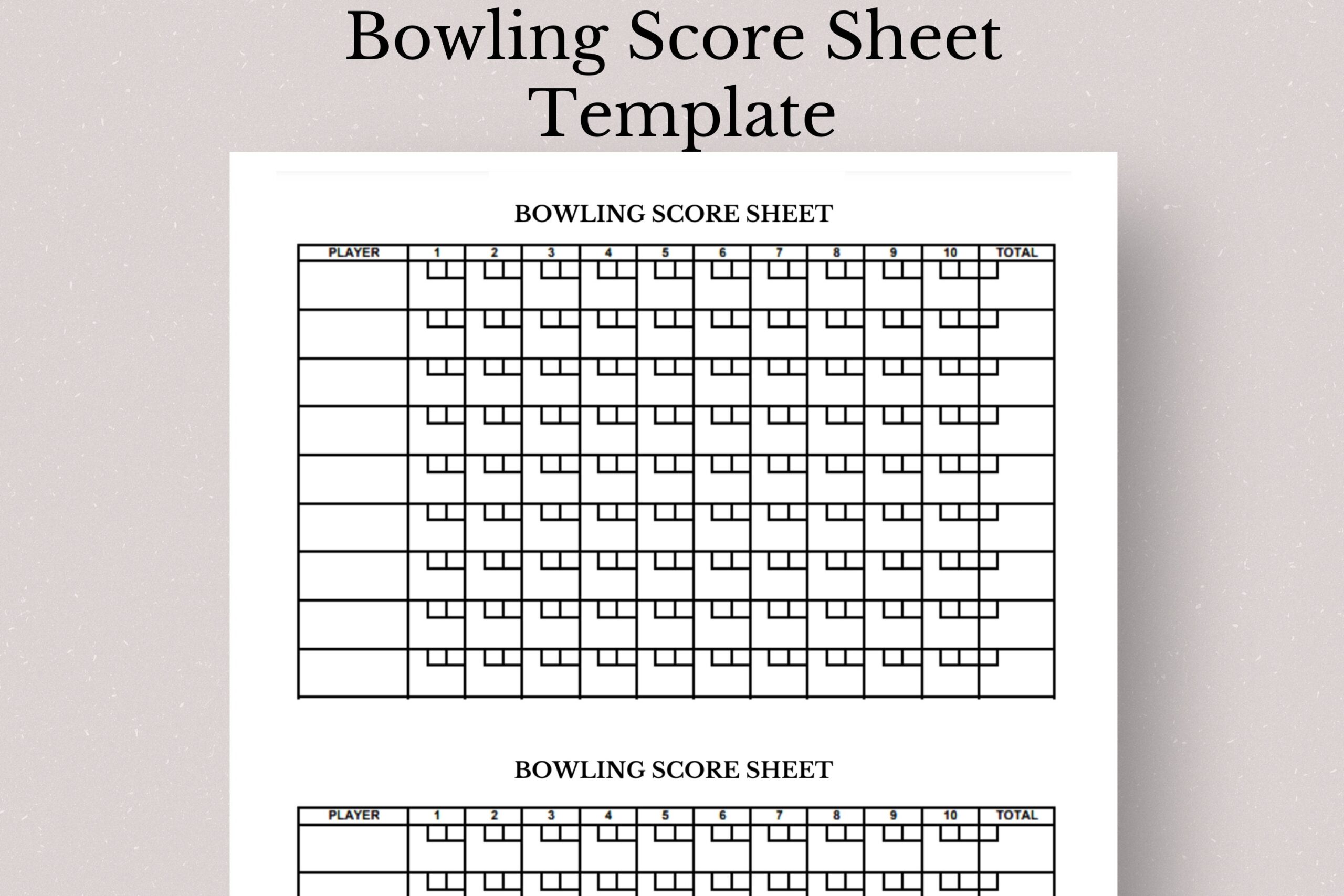 Bowling Score Sheet Template Etsy