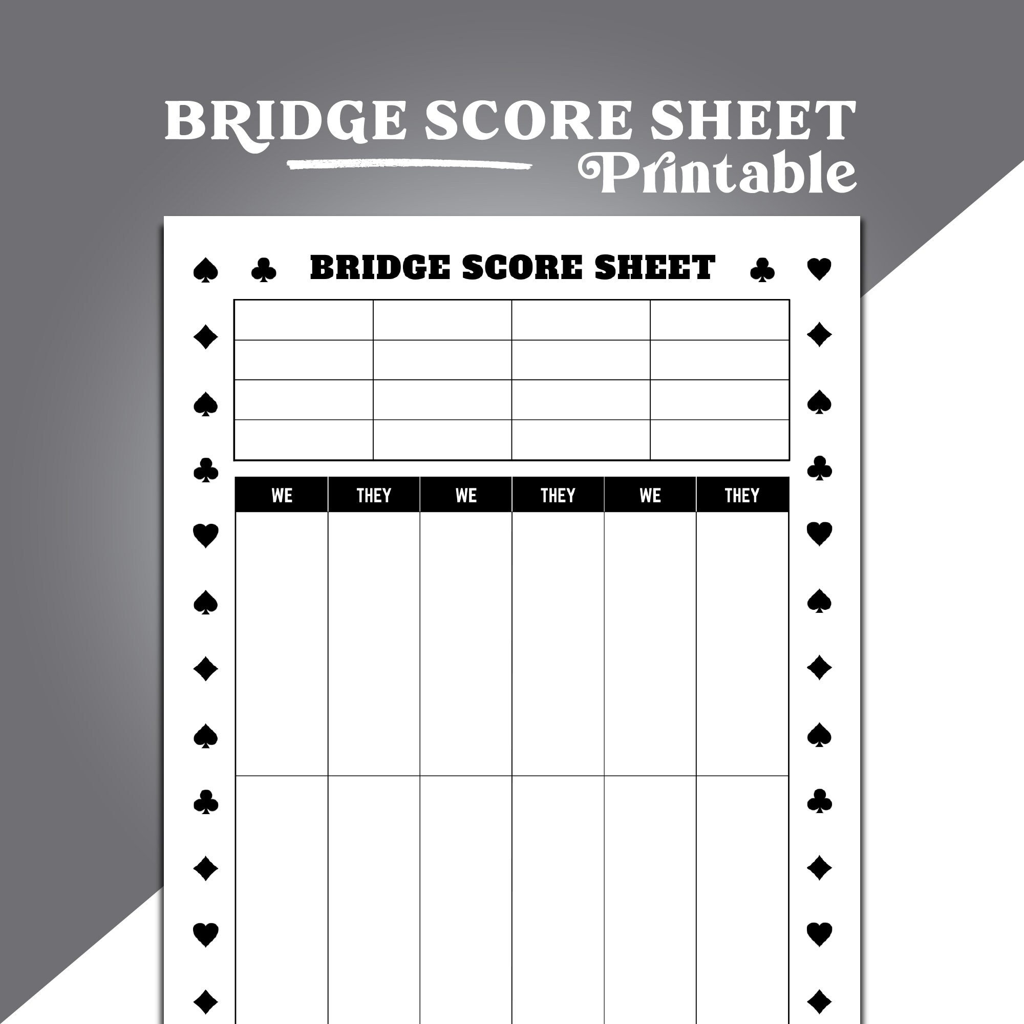 Bridge Game Score Sheet Contract Bridge Scoring Chicago Bridge 