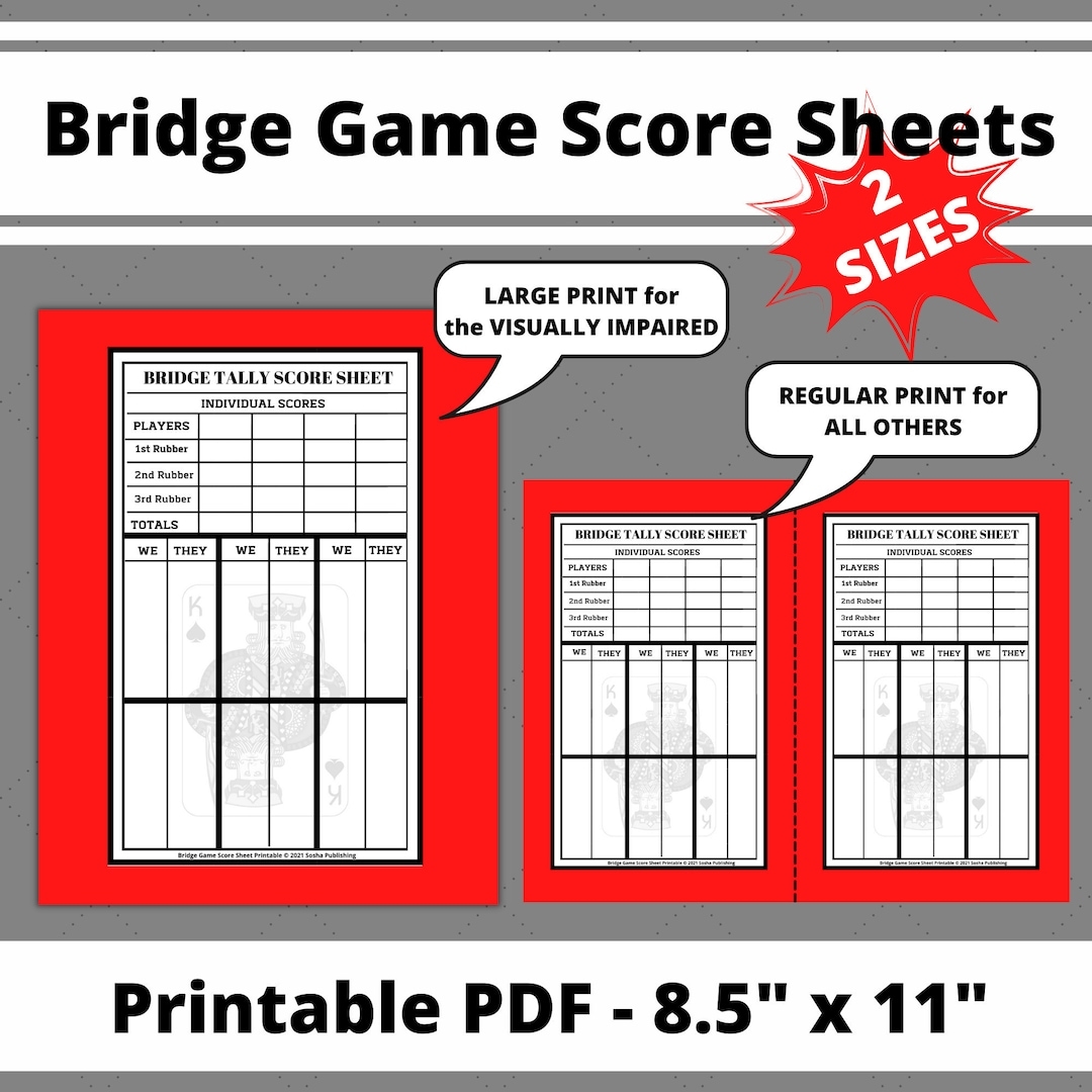 Free Bridge Score Sheets Printable Free Bridge Score Sheets Printable