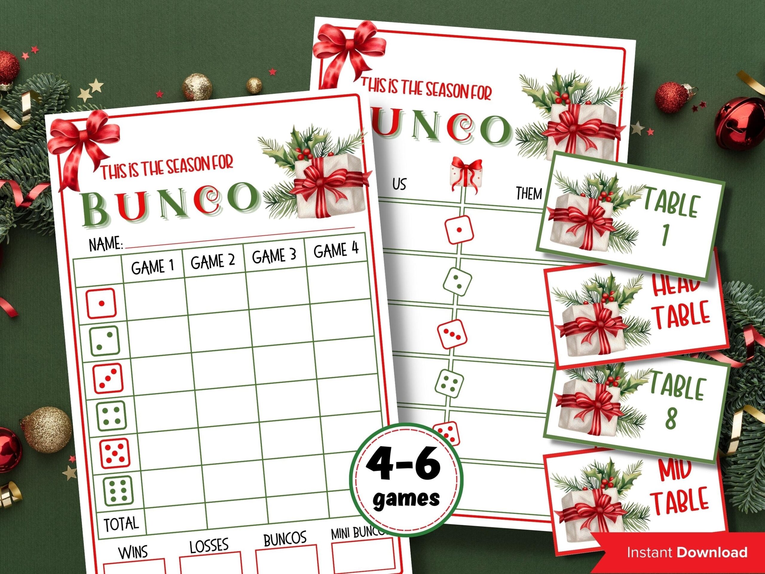 Bunco Night I Printable Christmas Bunco Score Sheet Christmas 