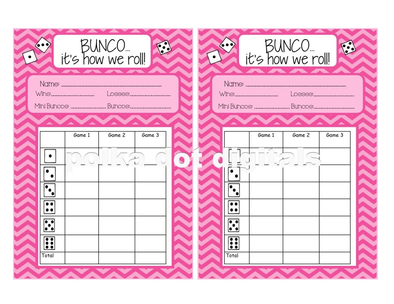 Valentine Bunco Score Sheets