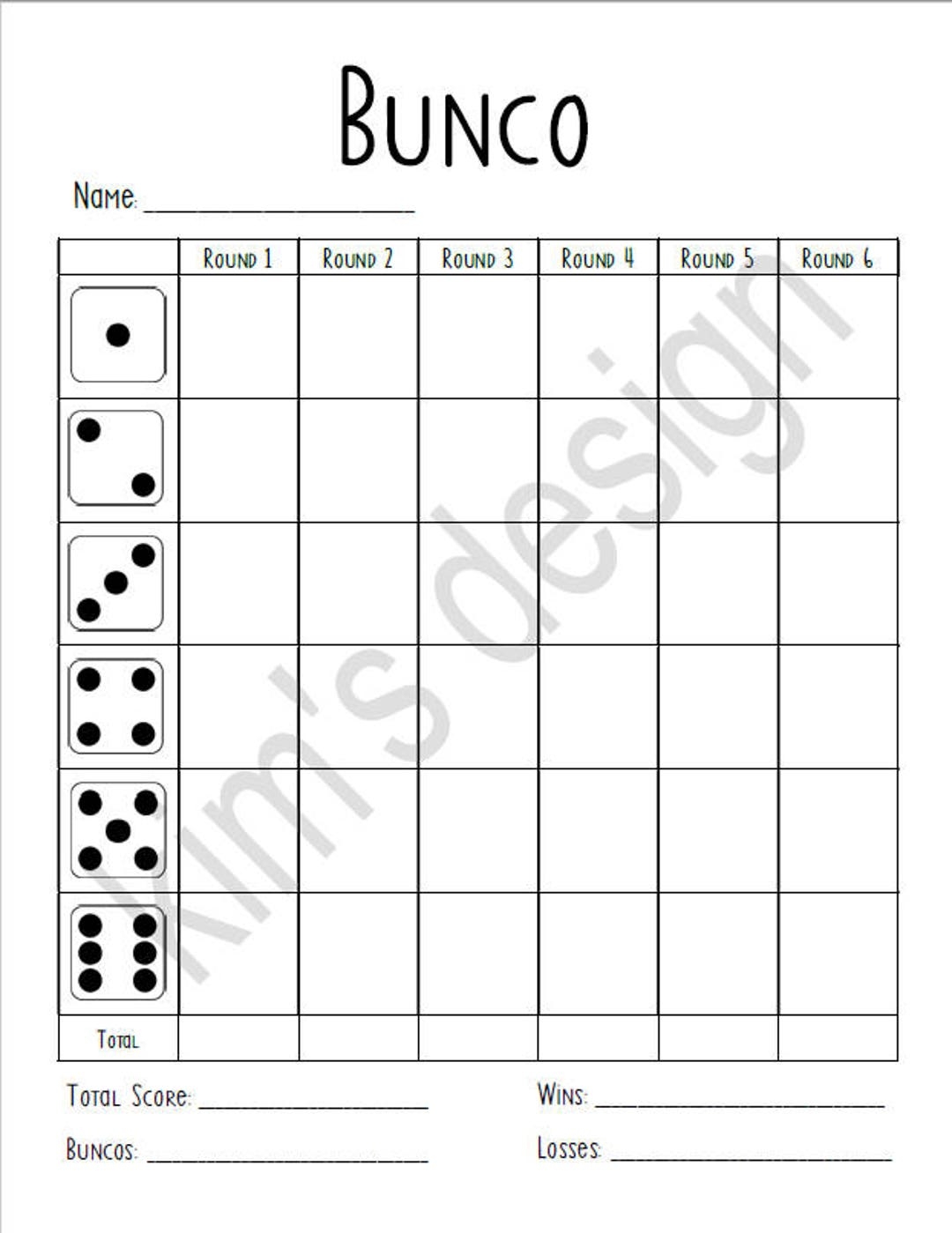 Bunco Score Card Printable Instant Download Etsy Bunco Score Card Printable Instant Download Etsy