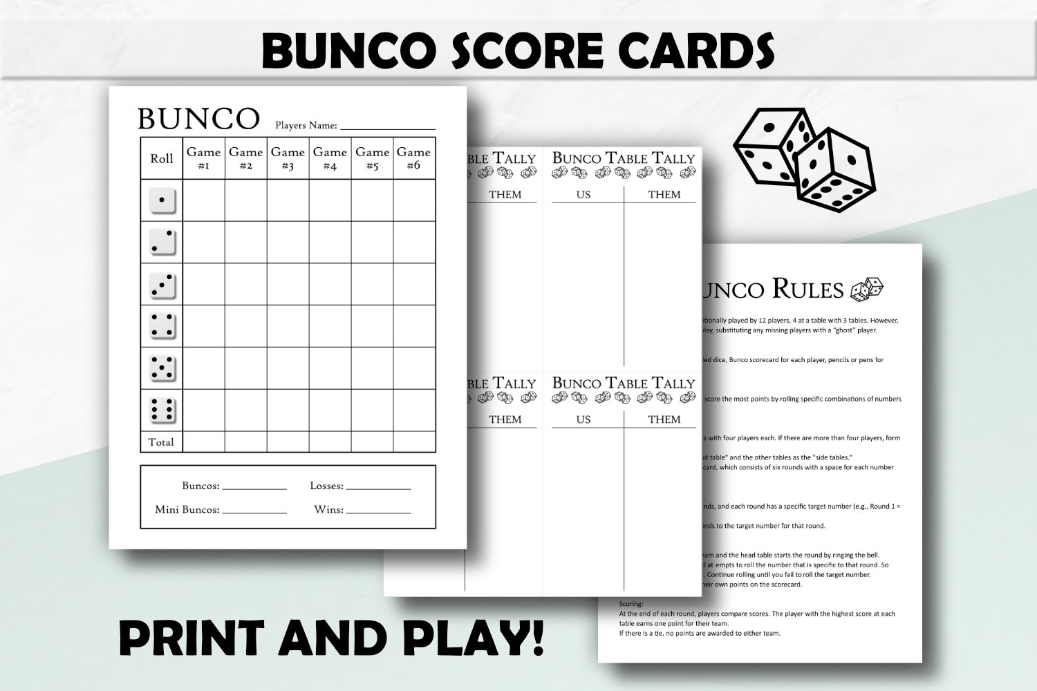 Bunco Three Game Score Sheet Bunco Three Game Score Sheet