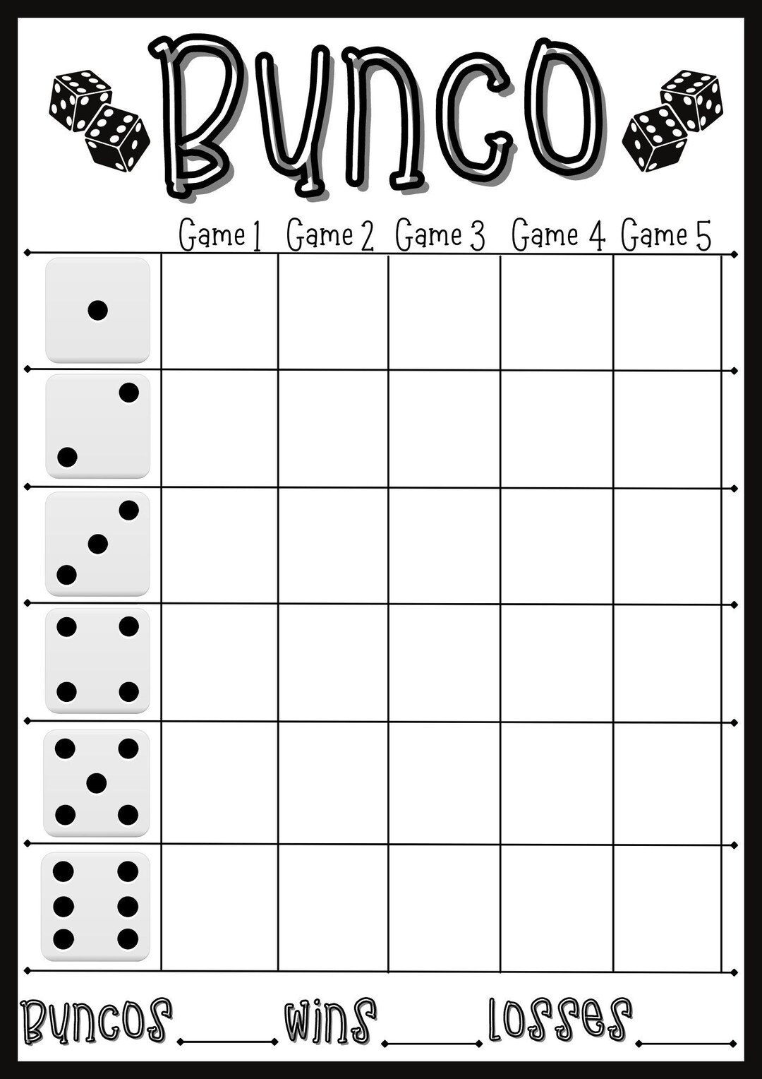 Bunco Score Sheets With Baby Bunco Bunco Score Sheets With Baby Bunco