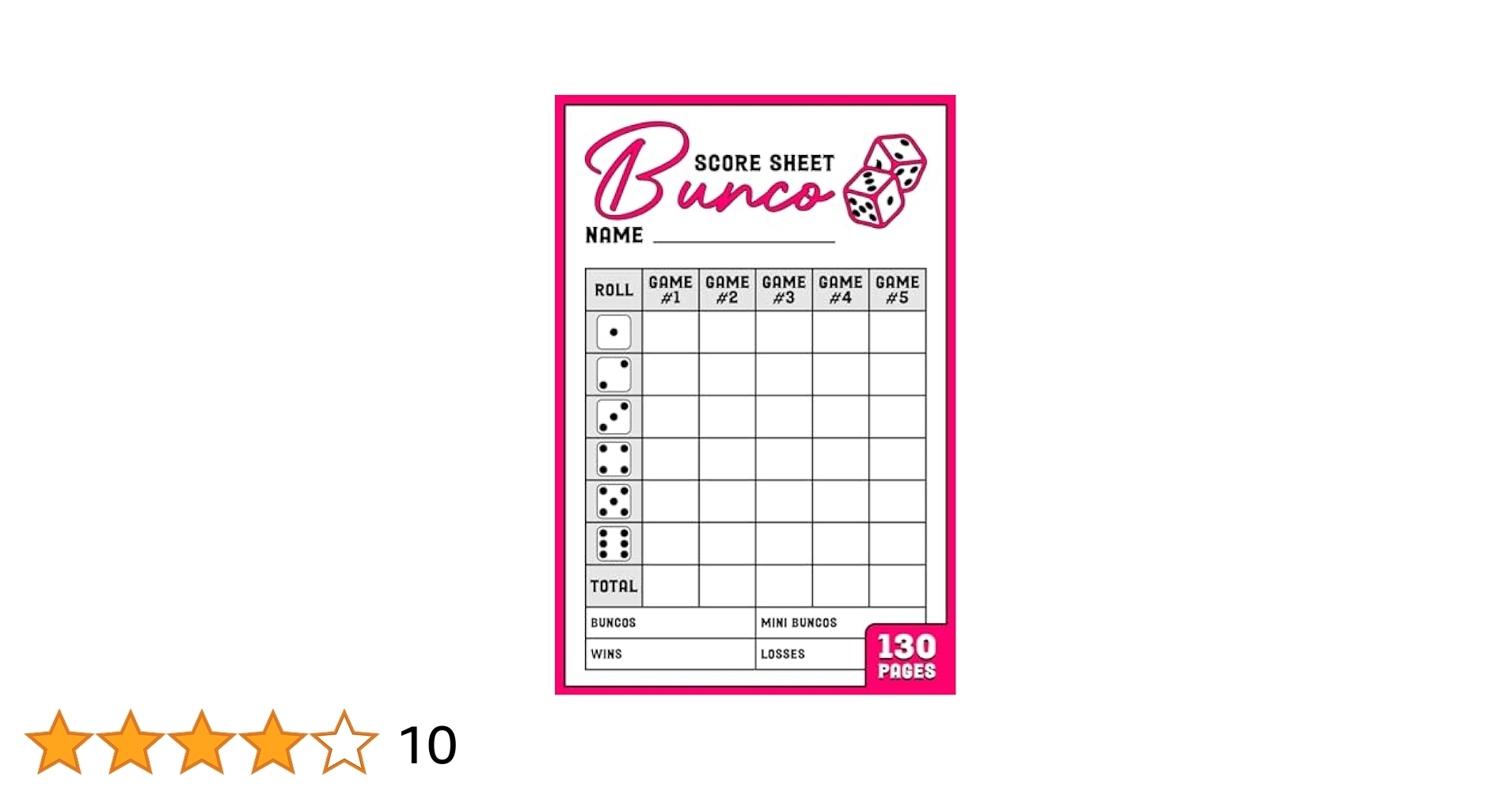 Bunco Score Sheets Four Rounds