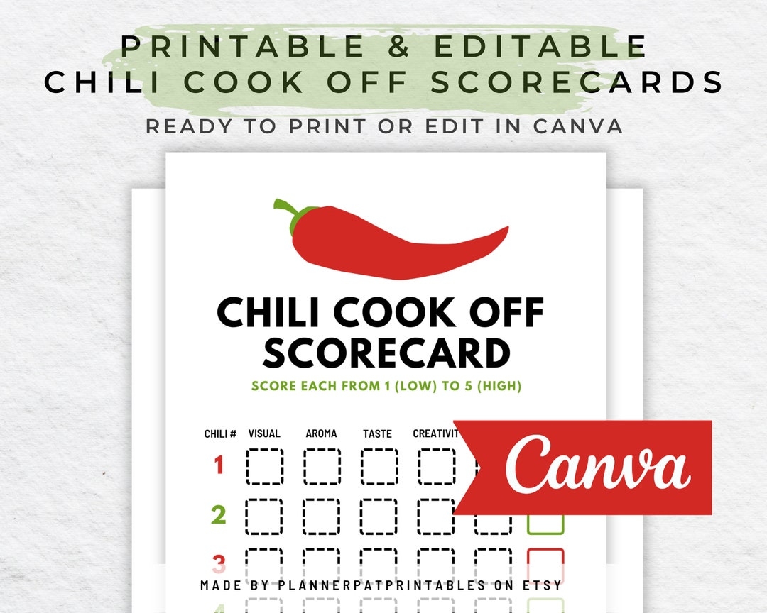 Free Chili Cook Off Score Sheet