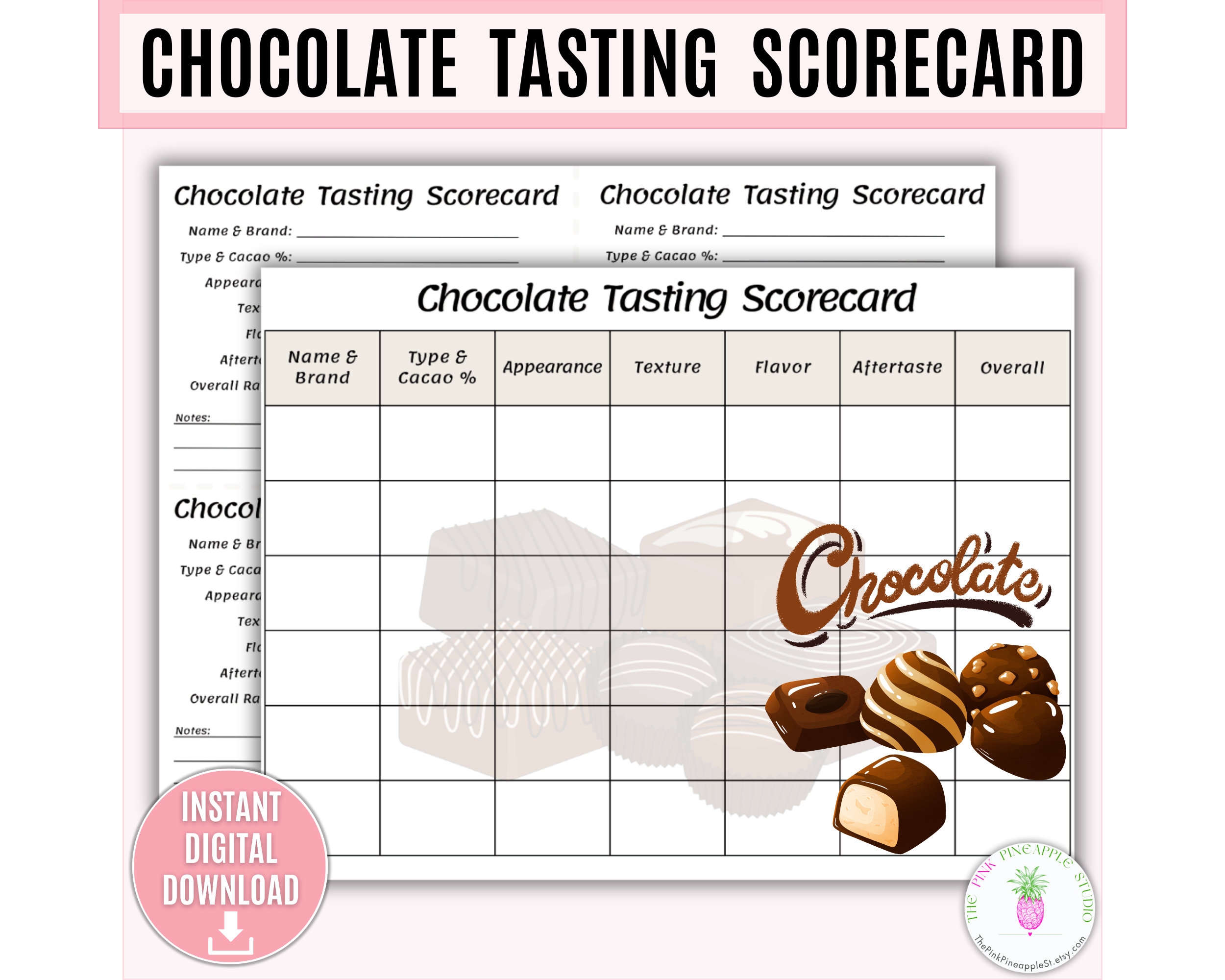 Chocolate Tasting Scorecard Printable Chocolate Party Chocolate 