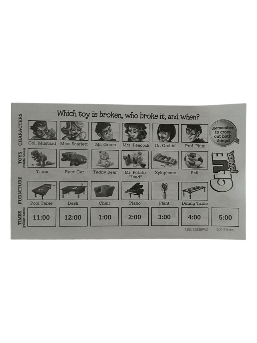 Clue Jr Case Of The Broken Toy Board Game REPLACEMENT PARTS PIECES Clue Jr Case Of The Broken Toy Board Game REPLACEMENT PARTS PIECES