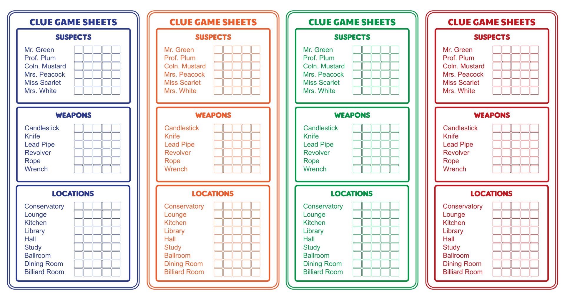 Clue Jr Printable Sheets Clue Jr Printable Sheets