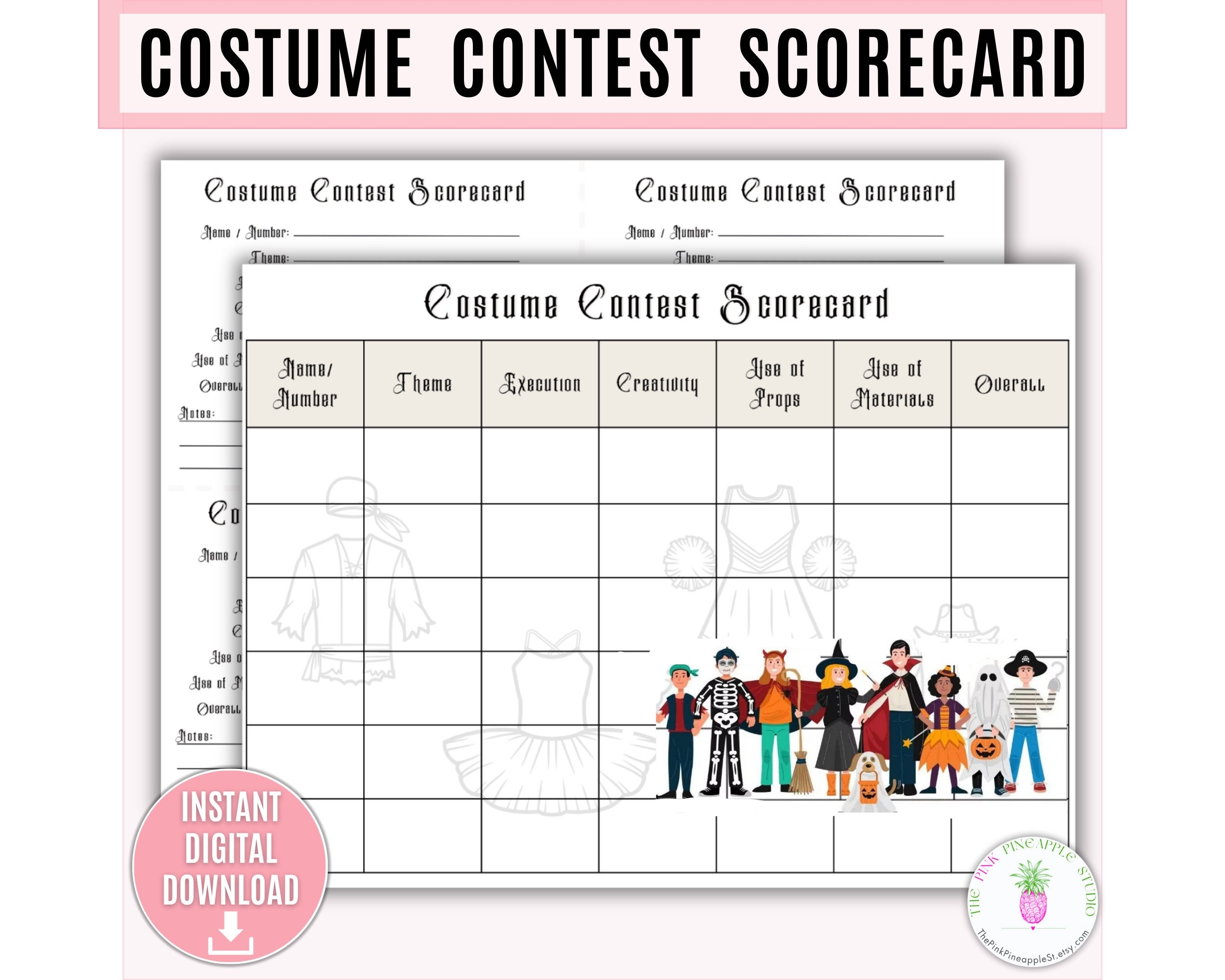 Costume Contest Scorecard Printable Costume Design Costume 