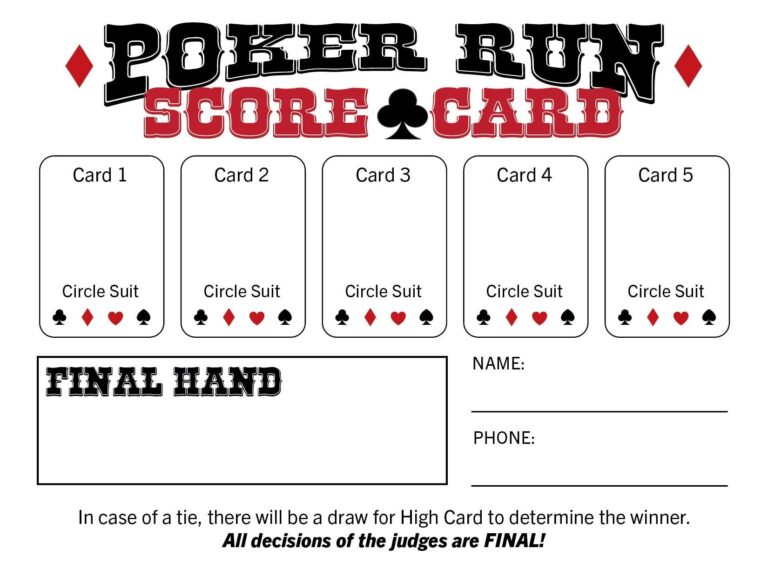 Custom Poker Run Score Cards Etsy