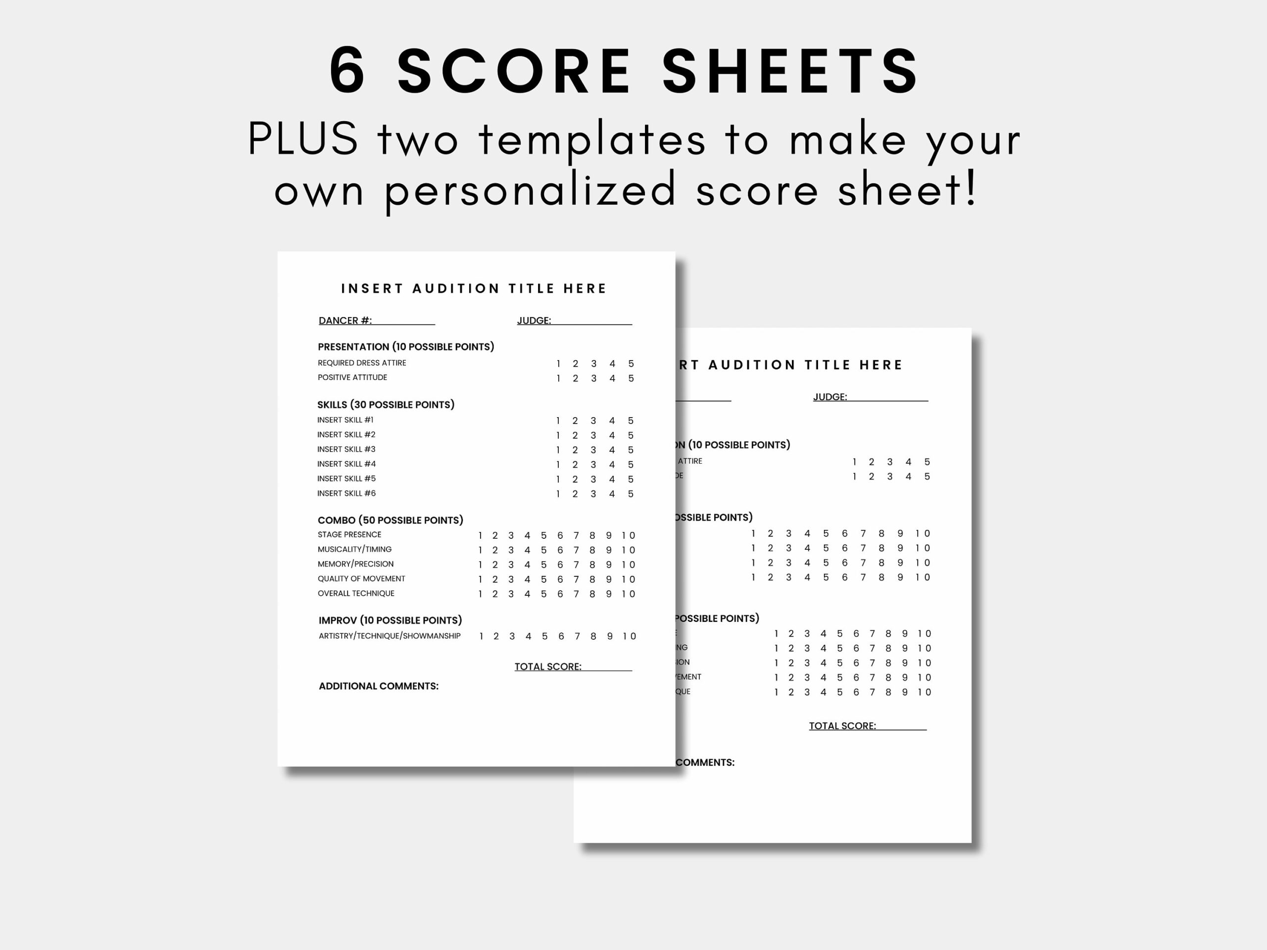 Dance Audition Score Sheet Dance Team Score Sheet Dance Competition Team Score Sheet Judge Sheet Etsy