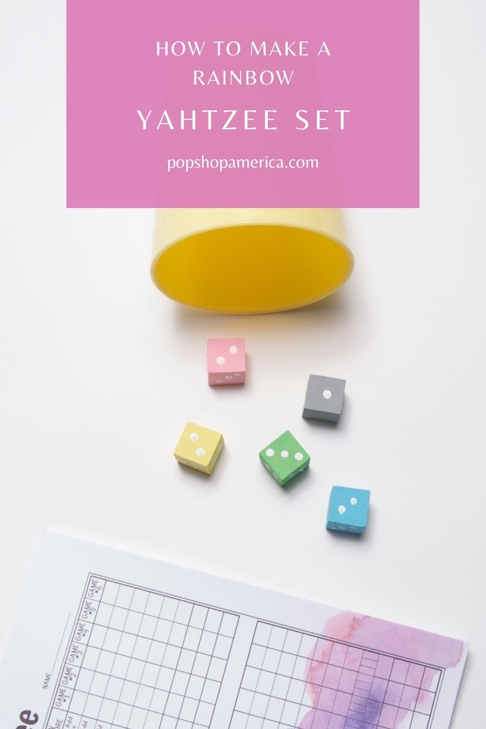 DIY Rainbow Yahtzee Set With Free Yahtzee Score Cards