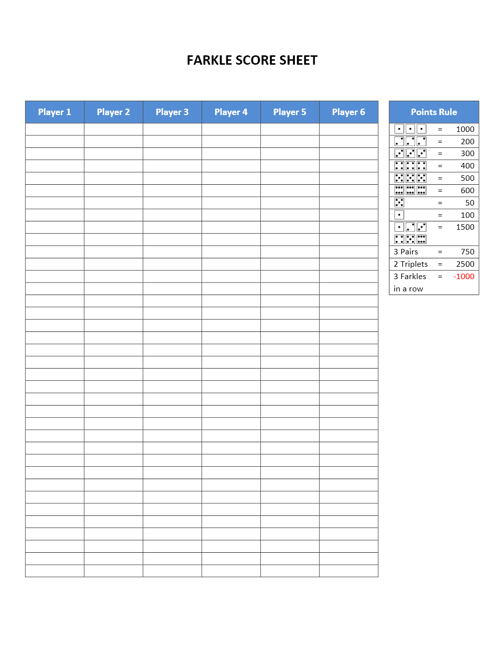Farkle Scorecard Archives Freewordtemplates Farkle Scorecard Archives Freewordtemplates