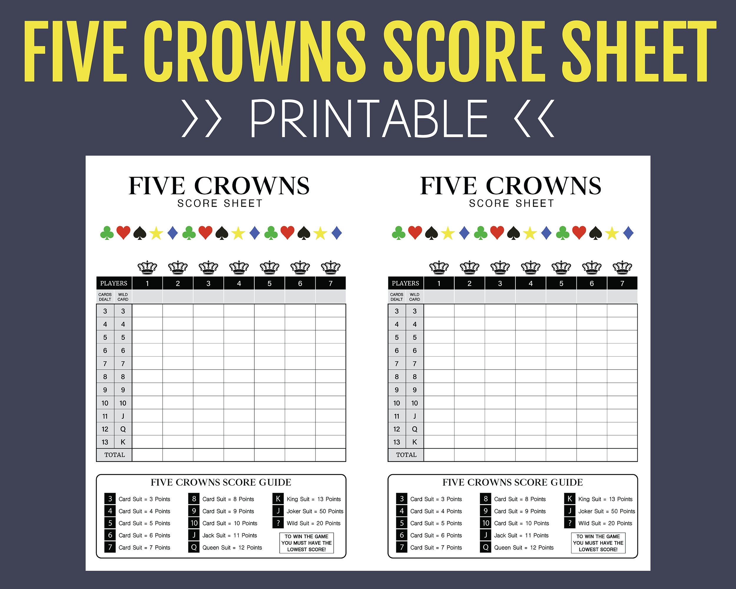 Five Crowns Score Sheet Printable Score Sheet Digital Instant Download 5 Crowns Printable File PDF 8 5 Five Crowns Score Sheet Printable Score Sheet Digital Instant Download 5 Crowns Printable File PDF 8 5