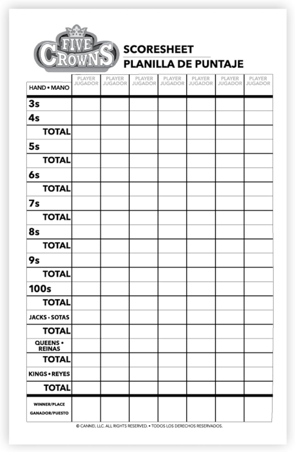 Rook Printable Score Sheet