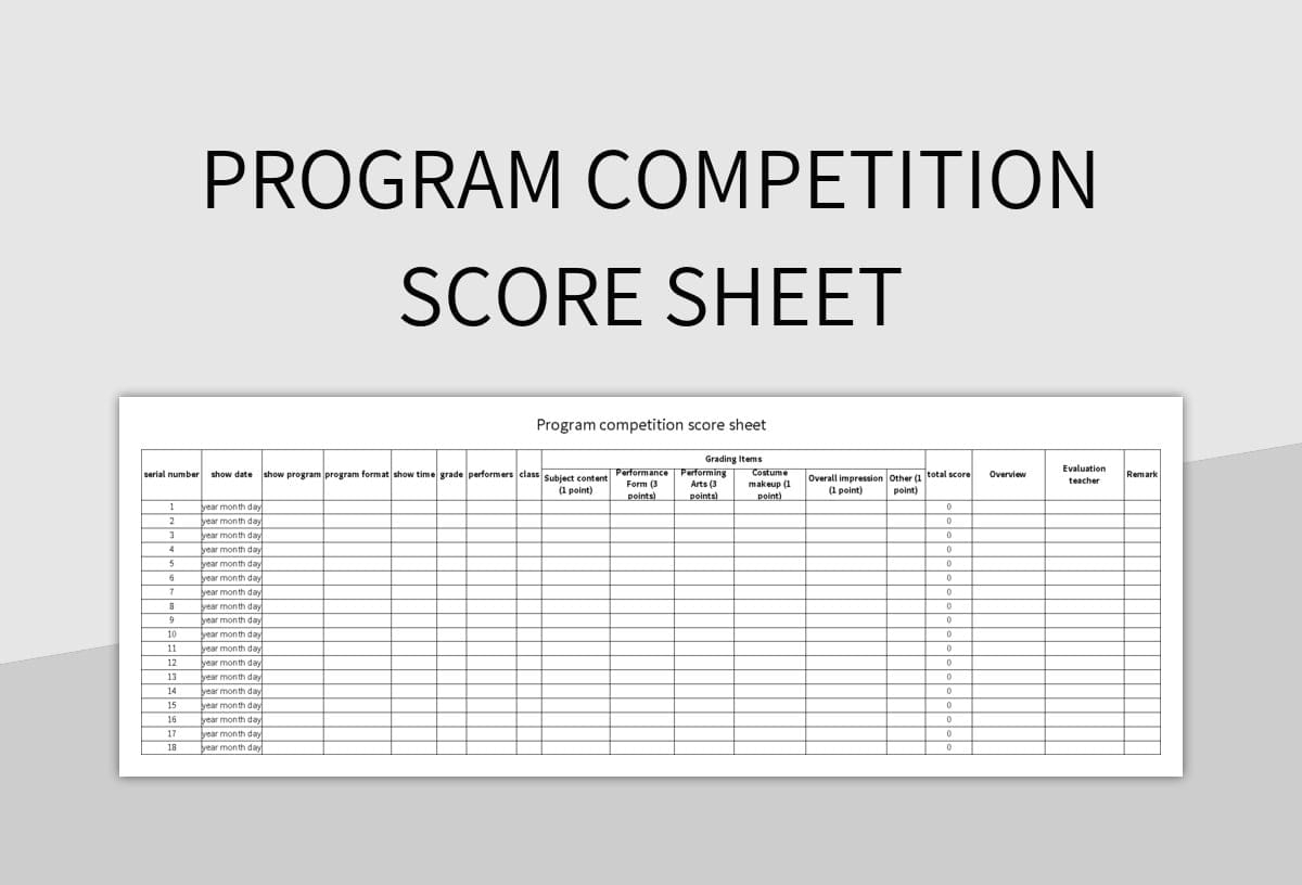 Free Competition Score Sheet Templates For Google Sheets And Microsoft Excel Slidesdocs Free Competition Score Sheet Templates For Google Sheets And Microsoft Excel Slidesdocs