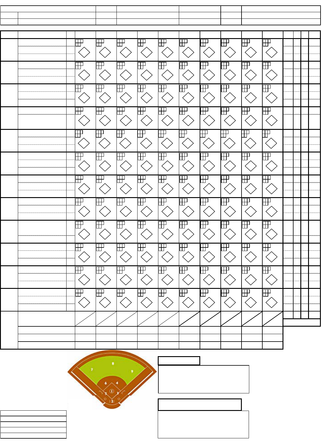 Softball Game Printable Softball Score Sheet