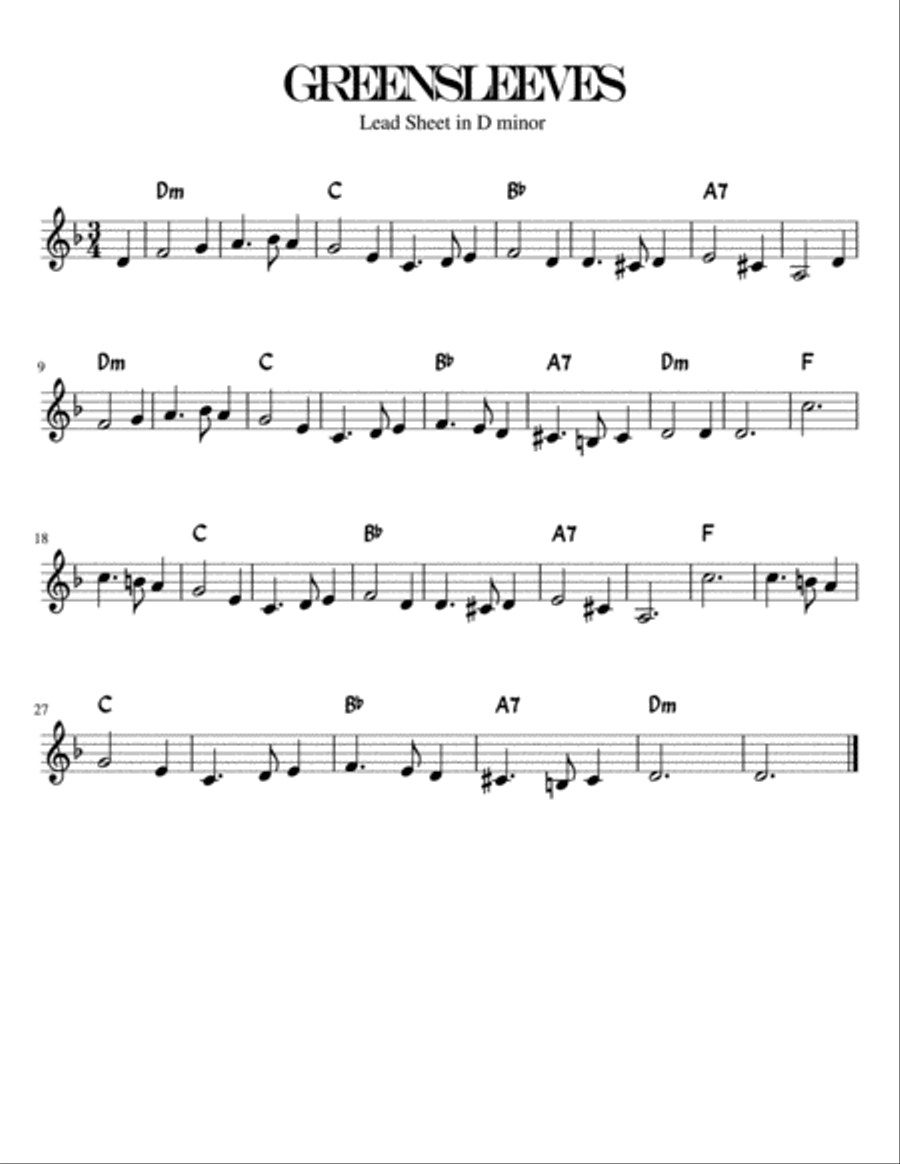 Greensleeves Sheet Music Choral Free-Scores