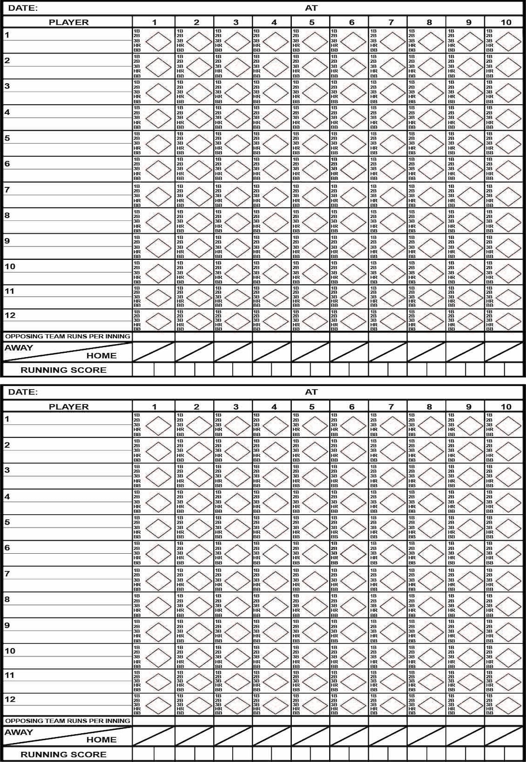 Half Sheet Baseball softball Scorecard Etsy Norway