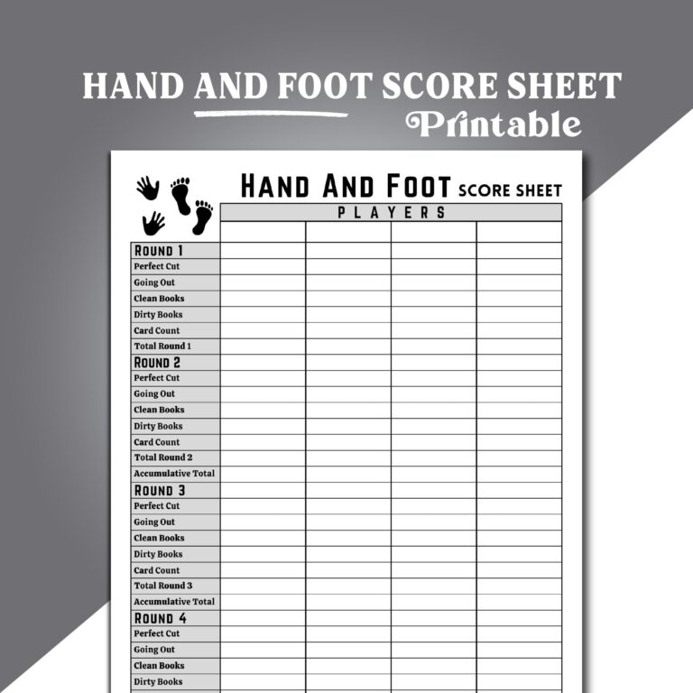 Hand And Foot Score Sheets Hand And Foot Card Game Score Sheets 