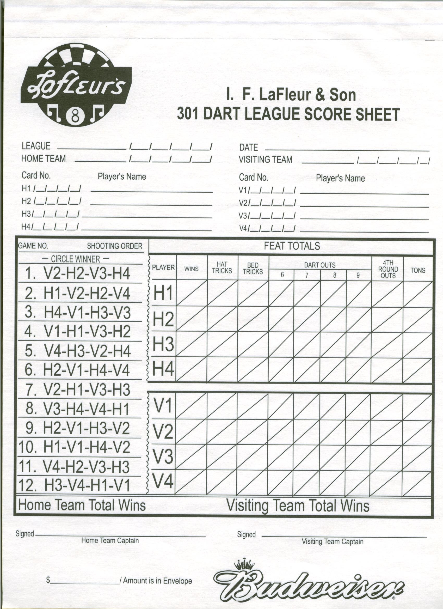 Printable Cricket Score Sheet Darts