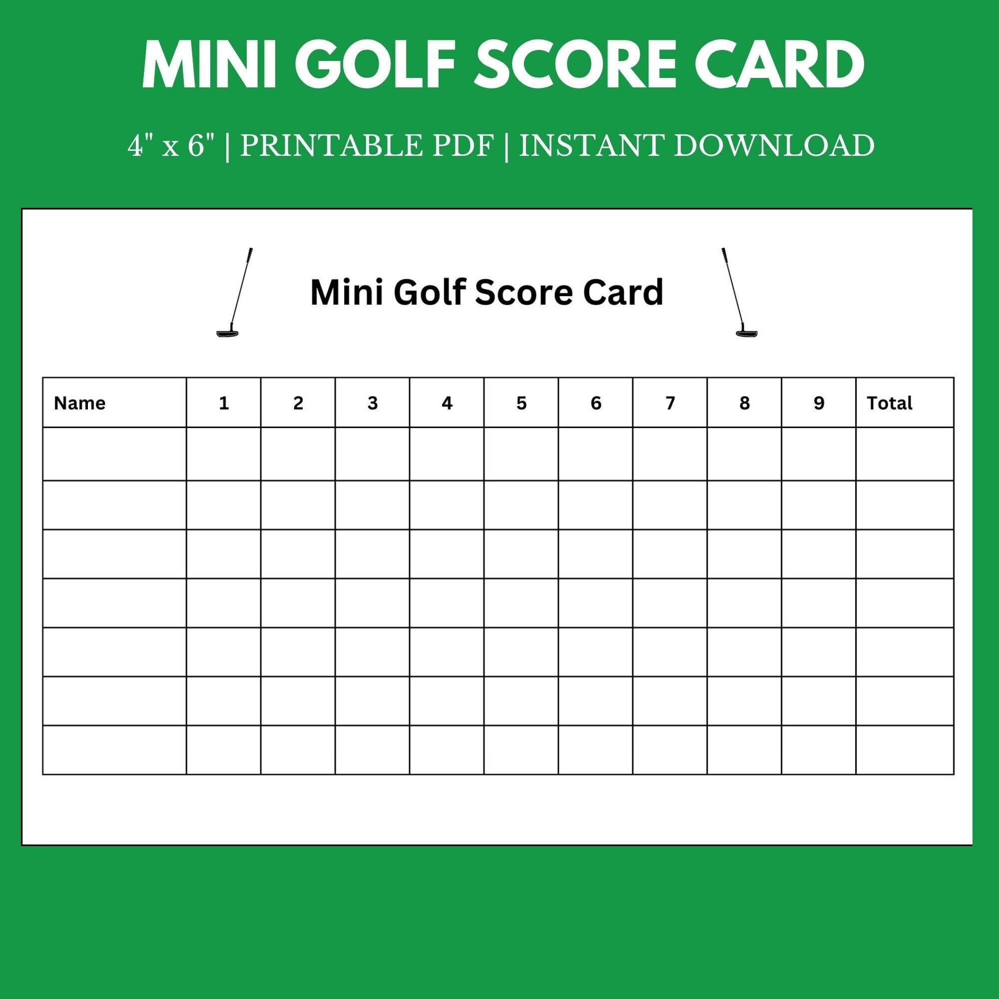 Mini Golf Score Card 8 5