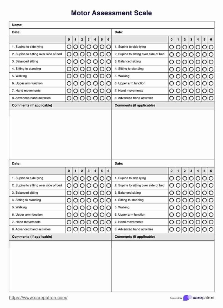 Motor Assessment Scale U0026 Example Free PDF Download