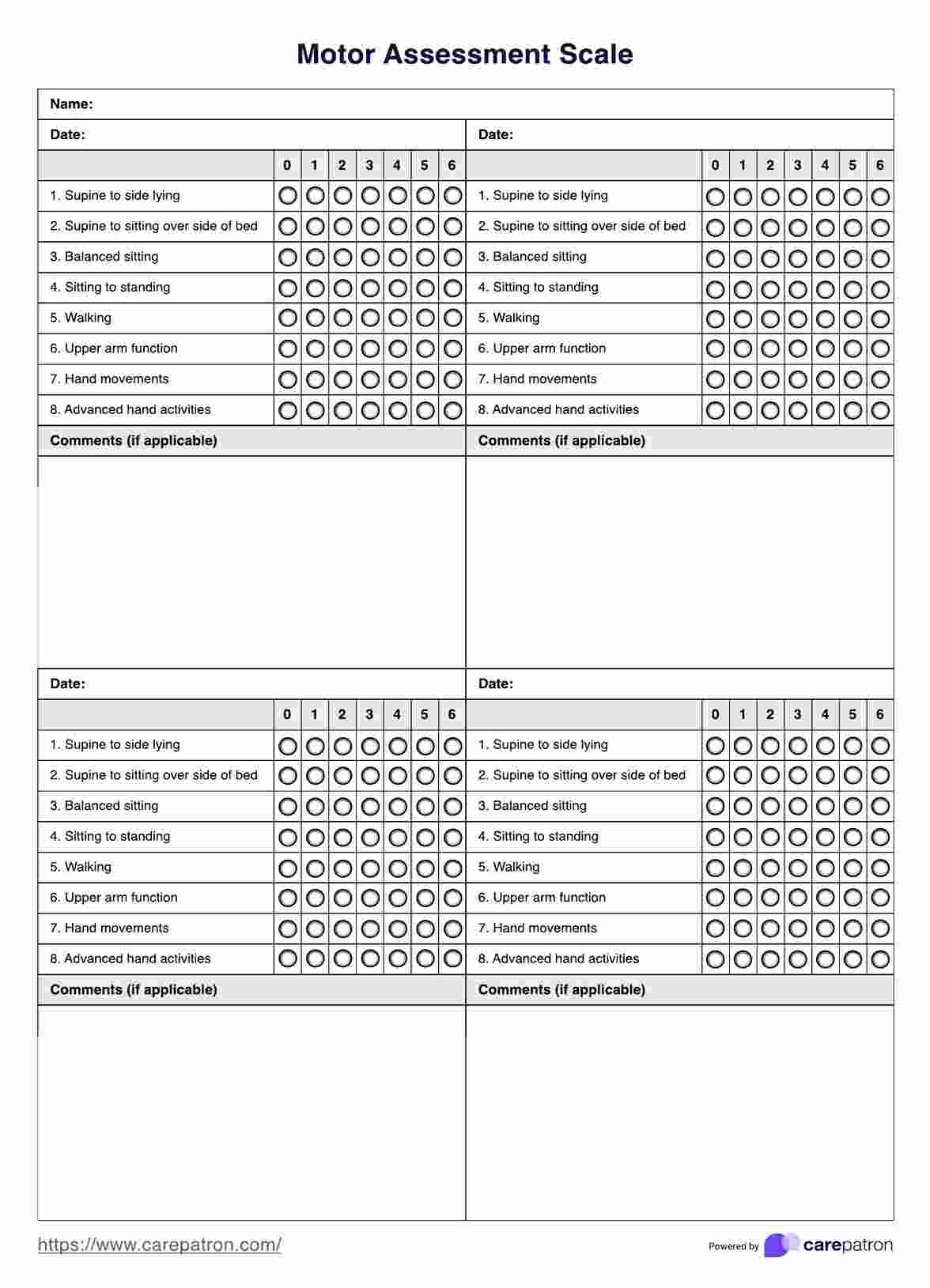 Motor Assessment Scale U0026 Example Free PDF Download
