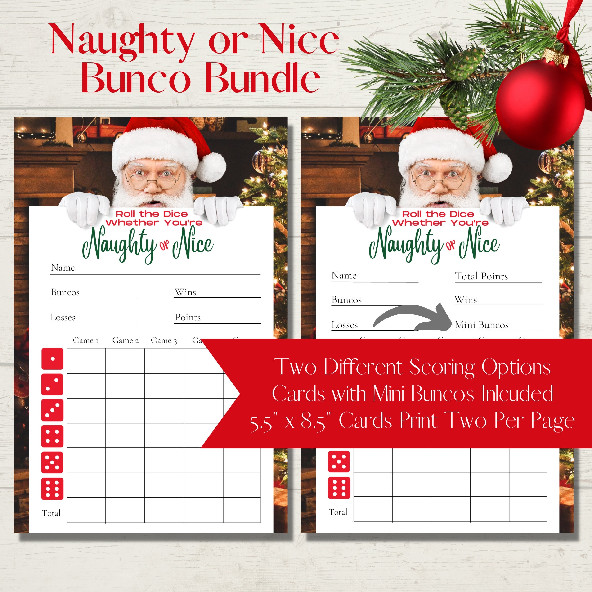 Naughty Or Nice Santa s List Printable Bunco Score Sheet Bundle Naughty Or Nice Santa s List Printable Bunco Score Sheet Bundle