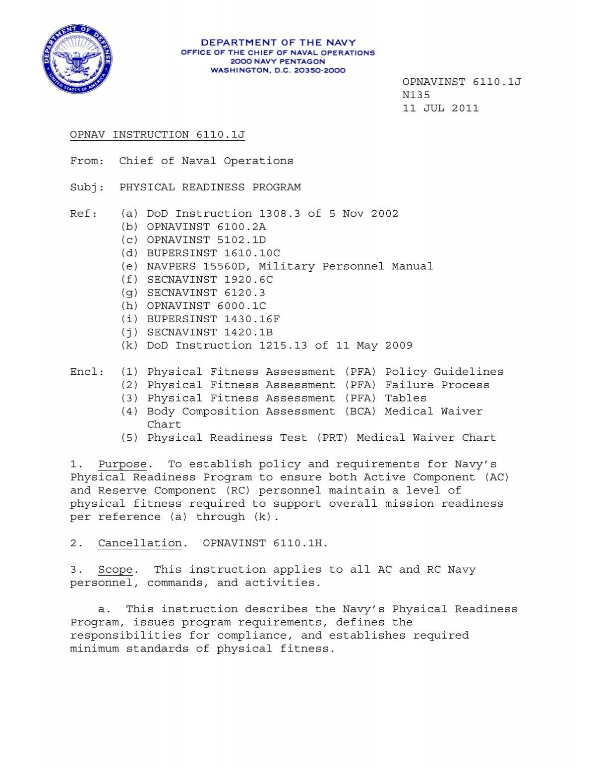 Opnavinst 6110 1 J Department Of The Navy Issuances