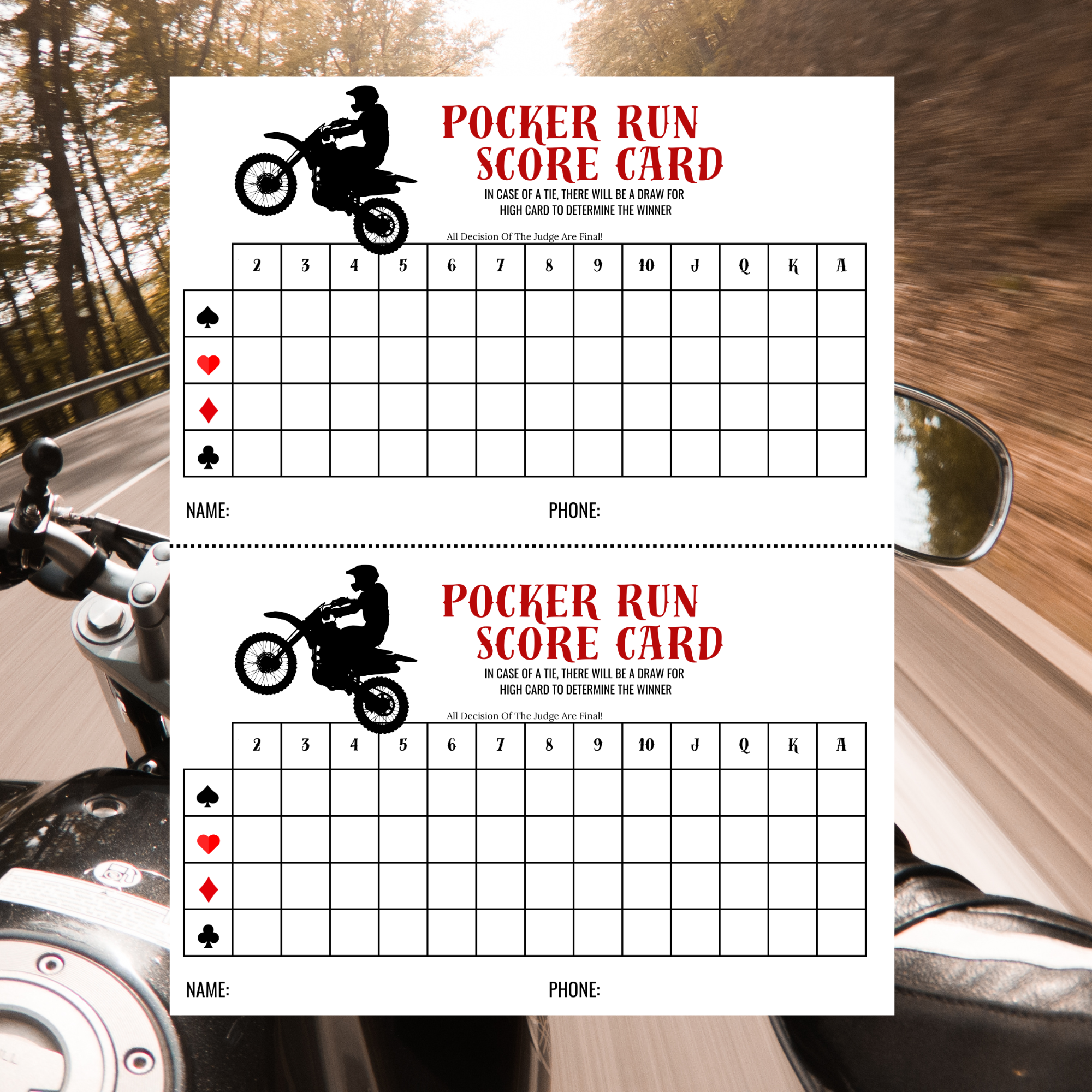 Free Poker Run Score Sheet Free Poker Run Score Sheet