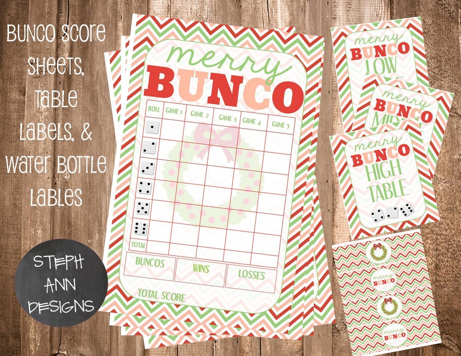 Printable Christmas Bunco Score Sheet Bunco Water Bottle Labels Printable Bunco Set Printable Christmas Bunco Set Printable Christmas Bunco Score Sheet Bunco Water Bottle Labels Printable Bunco Set Printable Christmas Bunco Set