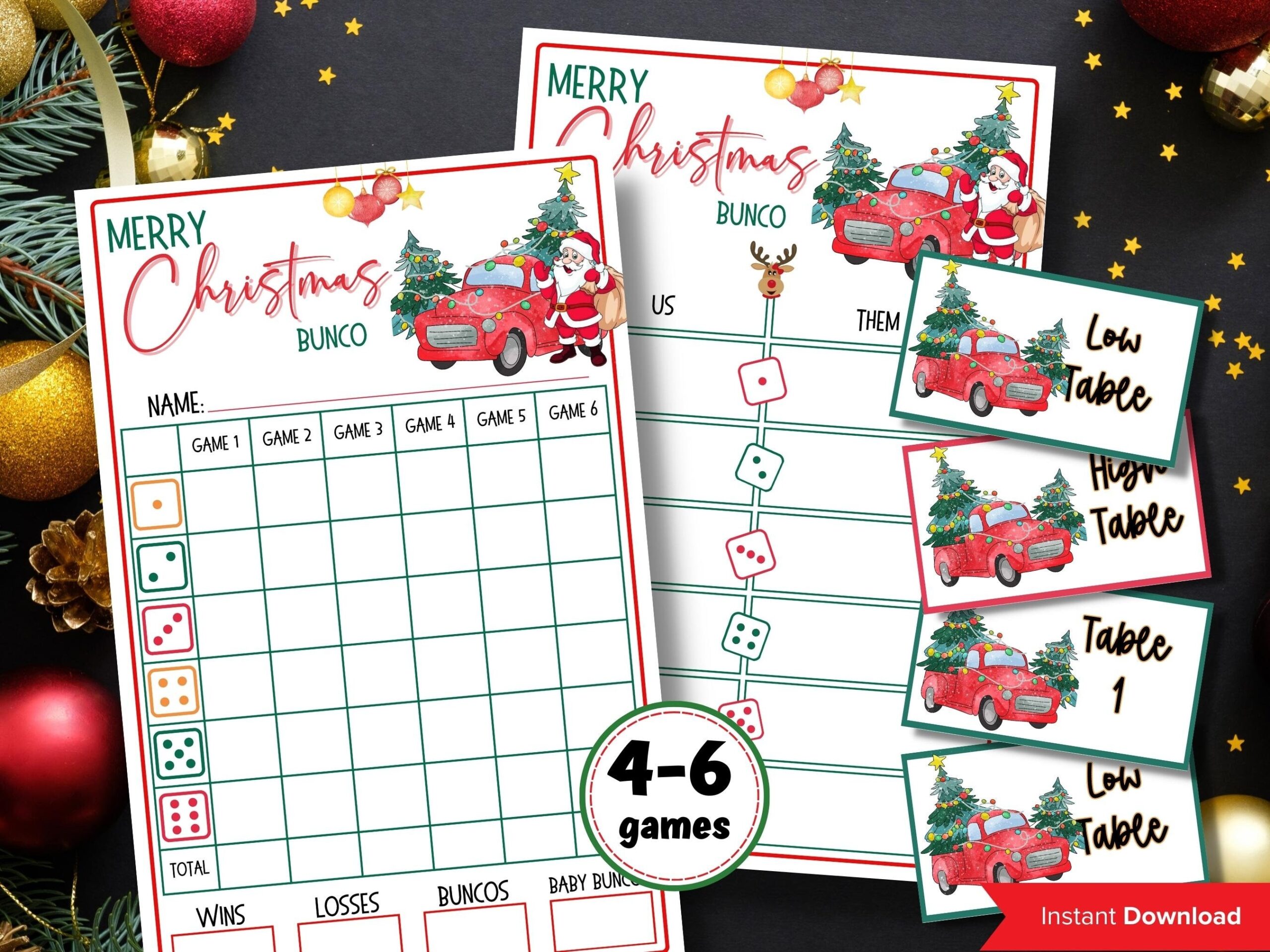 Christmas Bunco Score Sheets