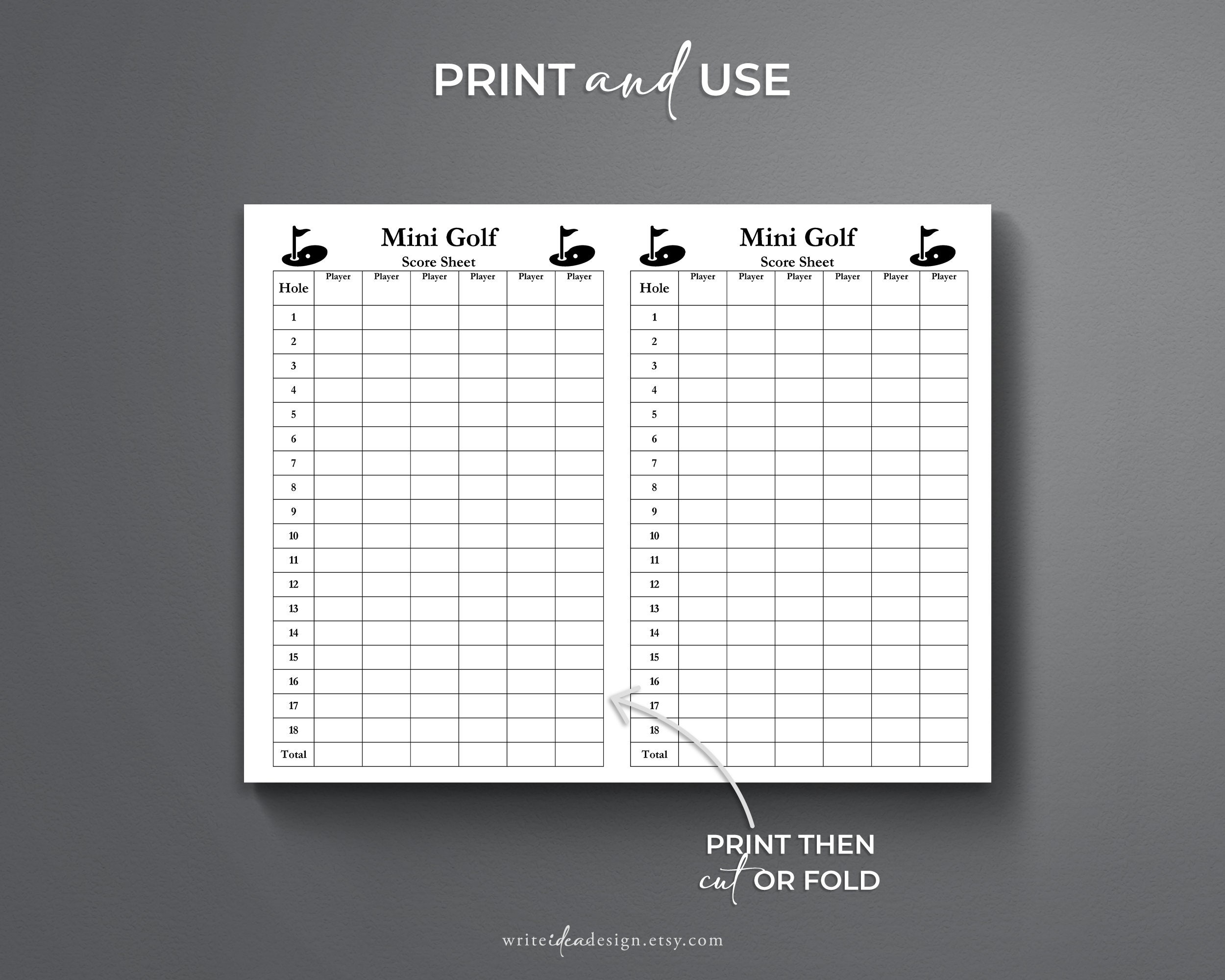 Printable Mini Golf Score Sheet PDF Format 2 Per Page Miniature Golf Game Etsy