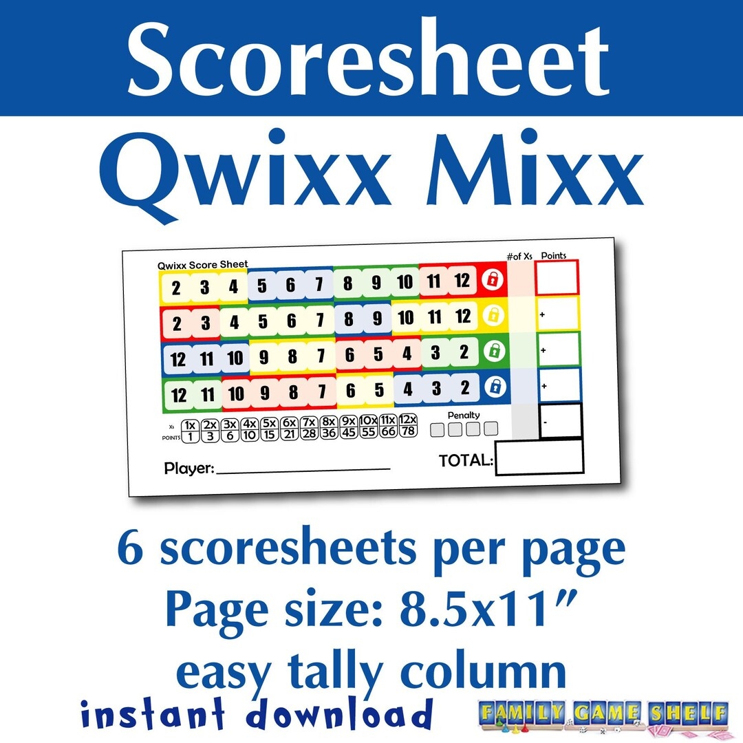 Printable Qwixx Mixx Dice Game Score Sheet Qwixx Mixx Score Pad Qwixx Mixx Score Card Printable Etsy Norway
