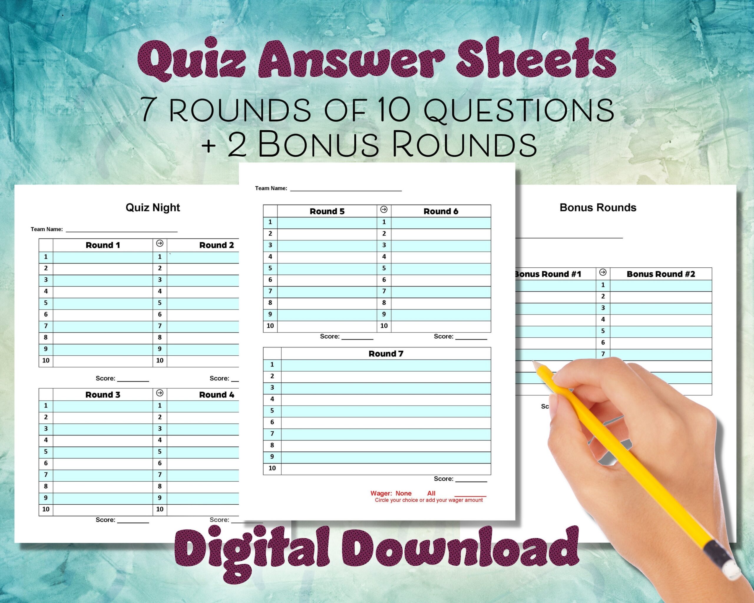 Quiz Score Sheet Template Word