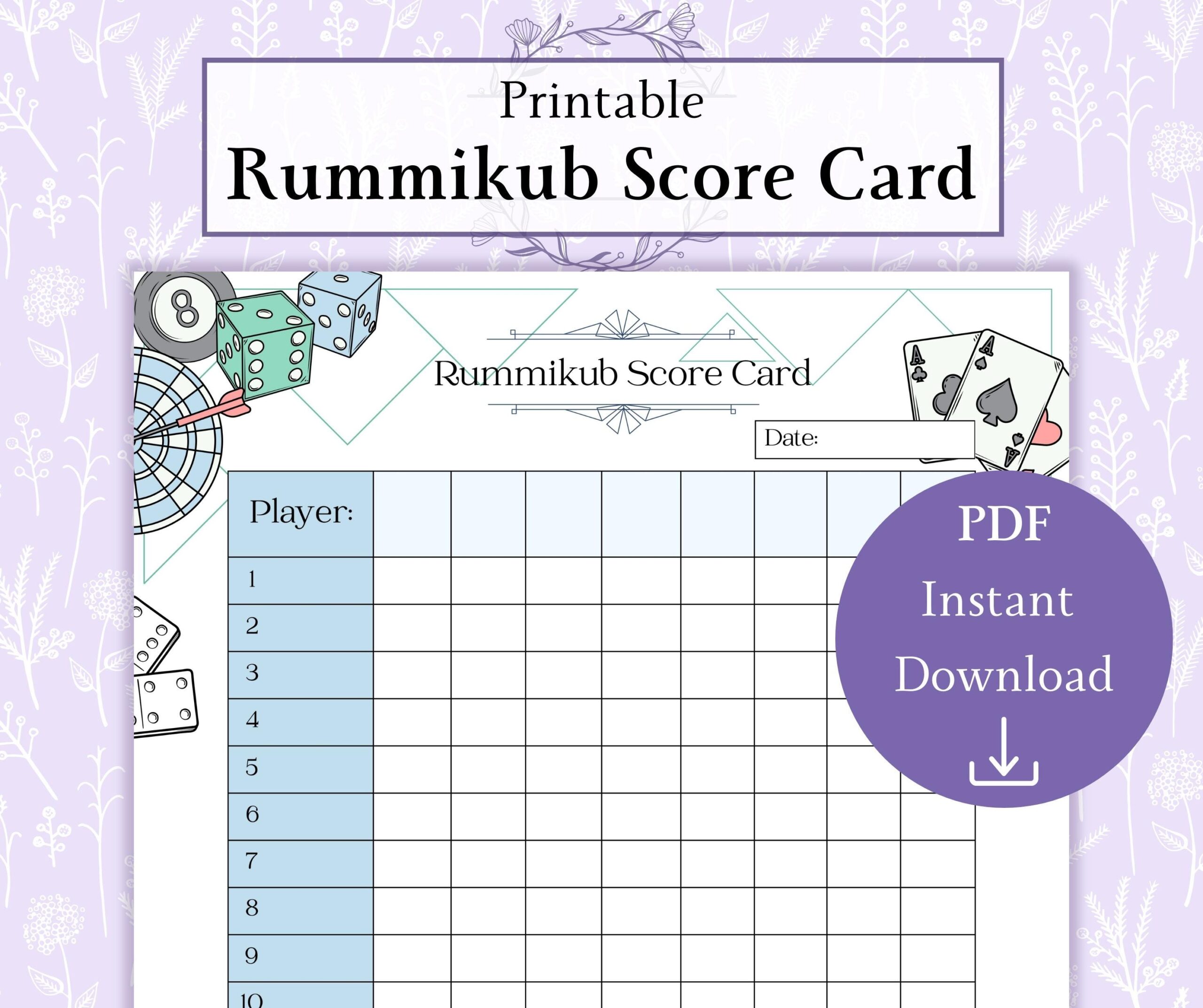 Rummikub Score Card Printable PDF Rummy Score Board Rummikub Score Sheet Rummy Tally Sheet Etsy
