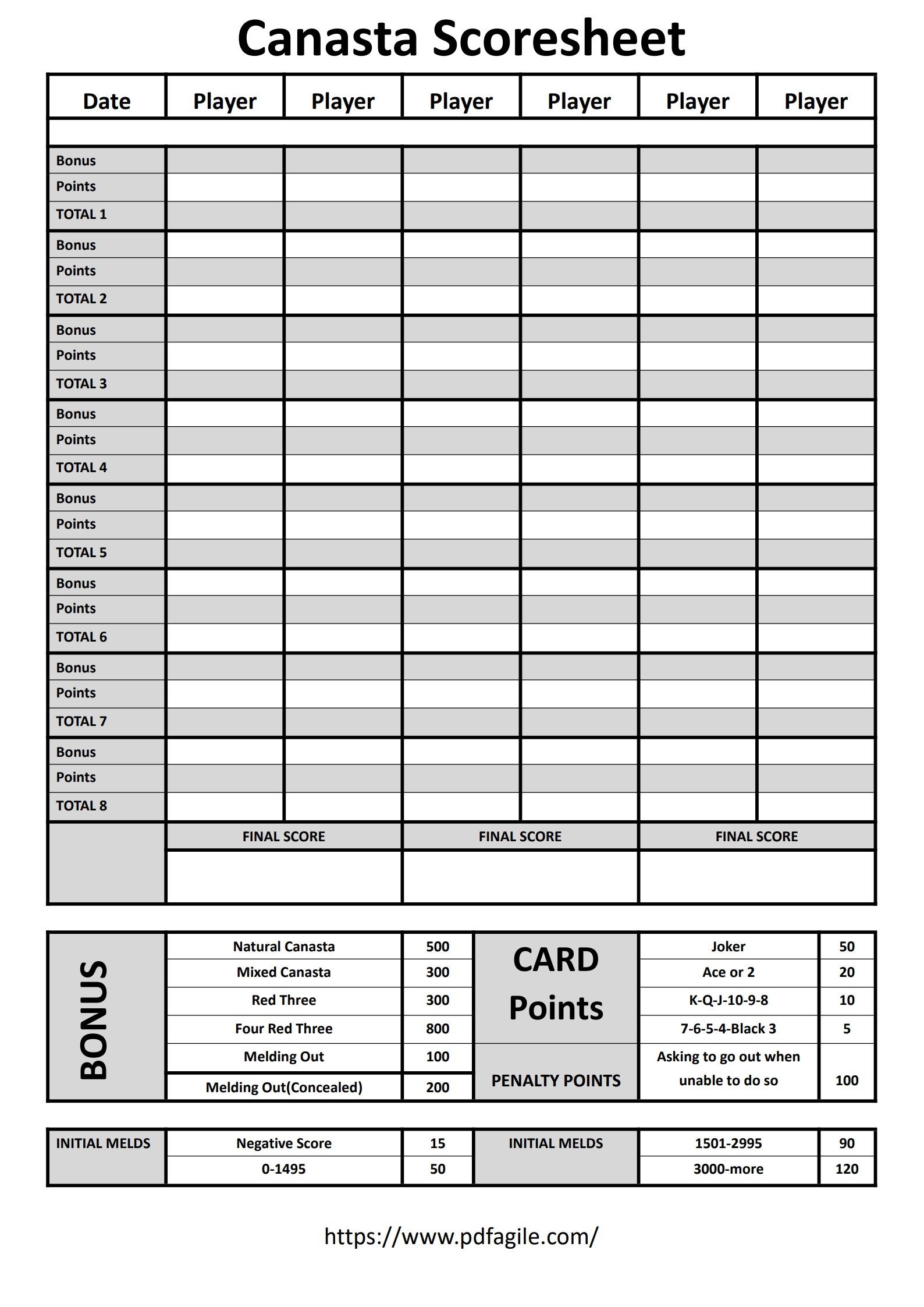 Template Softball Score Sheet