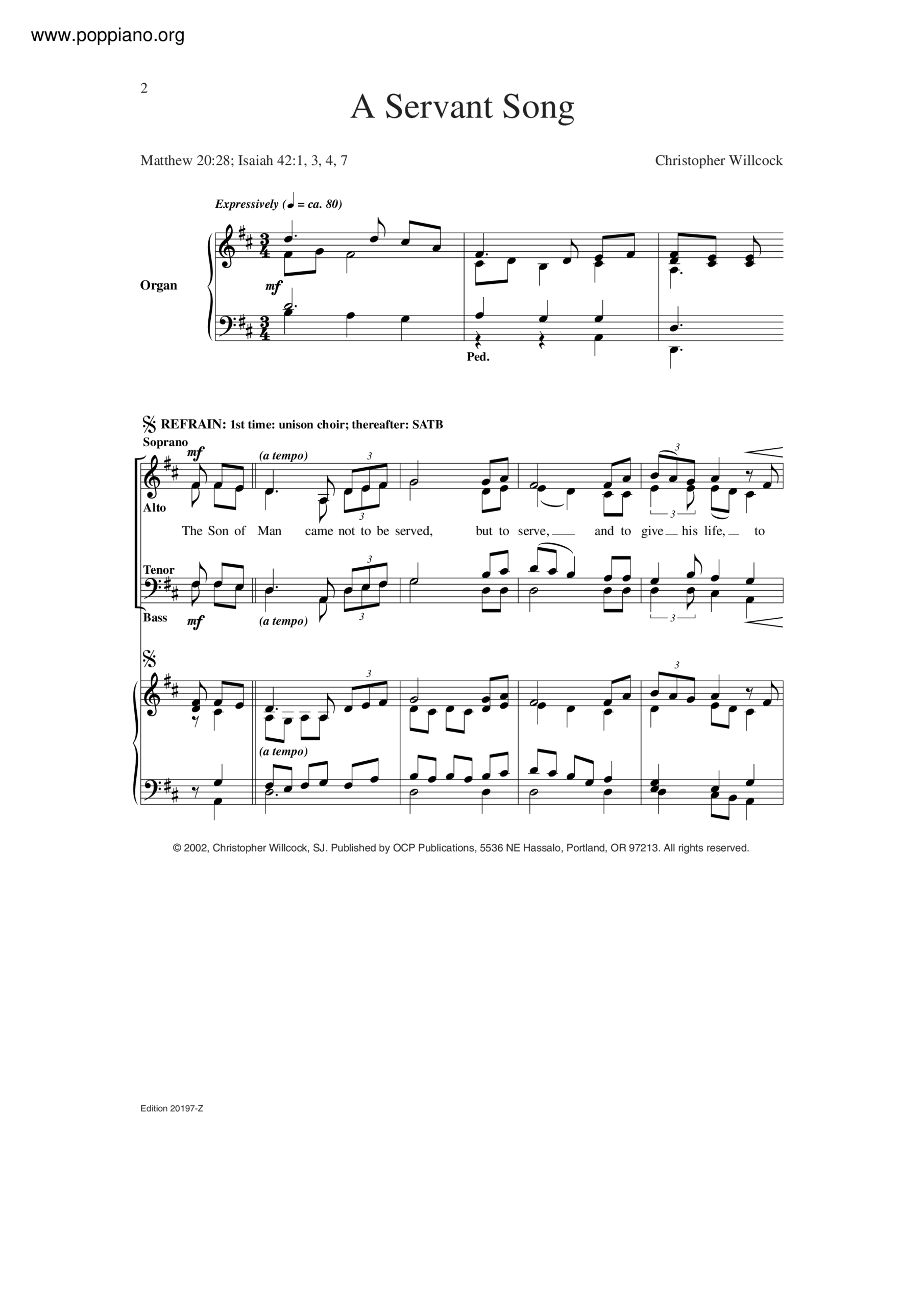  Spiritual A Servant Song Sheet Music Pdf Free Score Download 